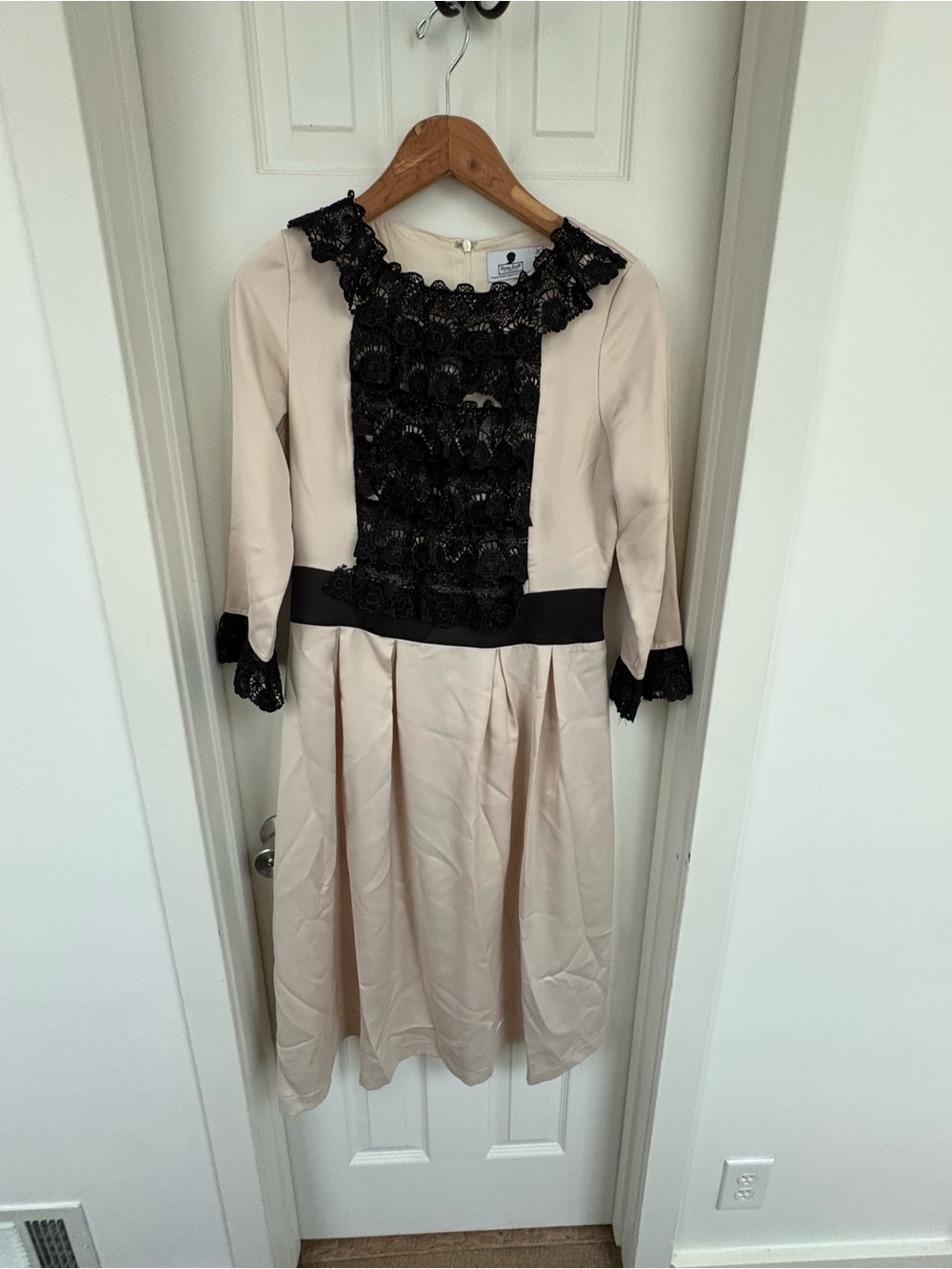 Dainty Jewells Cream Dress with Black Lace Accents